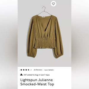 Madewell Lightspun Julianne Smocked-Waist Top